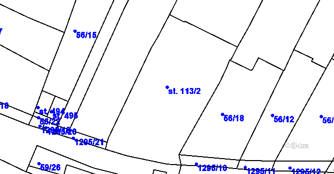 Parcela st. 113/2 v KÚ Kvítkovice u Otrokovic, Katastrální mapa