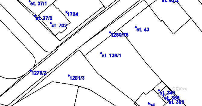 Parcela st. 139/1 v KÚ Kvítkovice u Otrokovic, Katastrální mapa