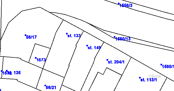 Parcela st. 149 v KÚ Kvítkovice u Otrokovic, Katastrální mapa