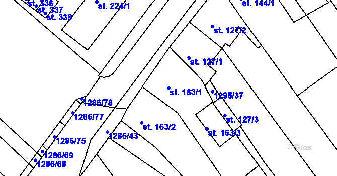 Parcela st. 163/1 v KÚ Kvítkovice u Otrokovic, Katastrální mapa