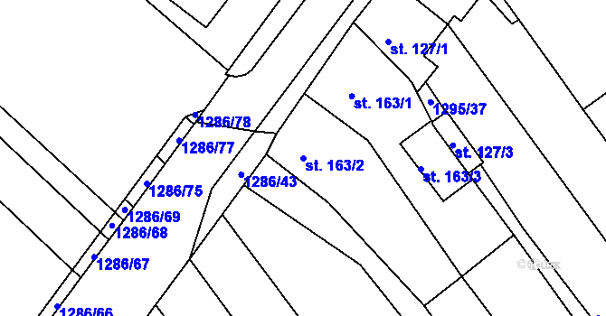 Parcela st. 163/2 v KÚ Kvítkovice u Otrokovic, Katastrální mapa