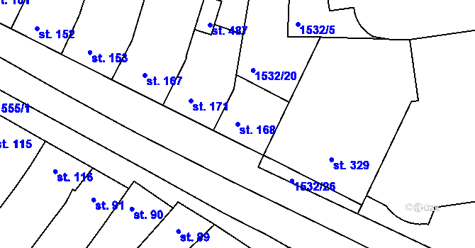 Parcela st. 168 v KÚ Kvítkovice u Otrokovic, Katastrální mapa