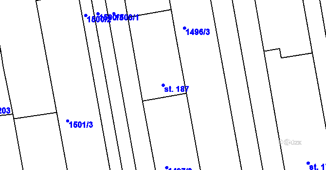 Parcela st. 187 v KÚ Kvítkovice u Otrokovic, Katastrální mapa