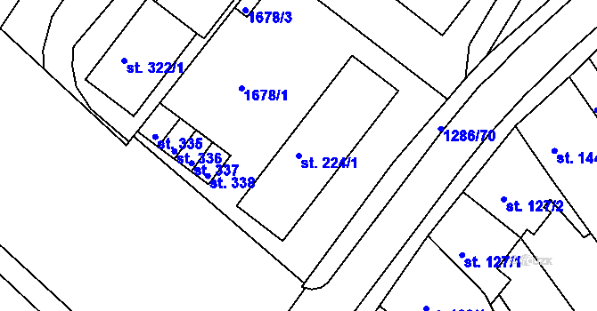 Parcela st. 224/1 v KÚ Kvítkovice u Otrokovic, Katastrální mapa