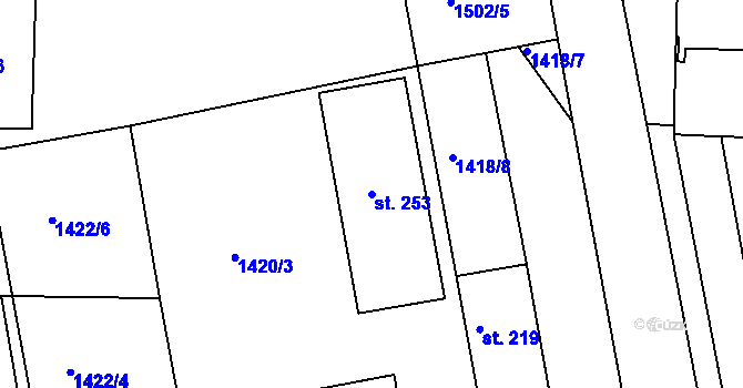 Parcela st. 253 v KÚ Kvítkovice u Otrokovic, Katastrální mapa