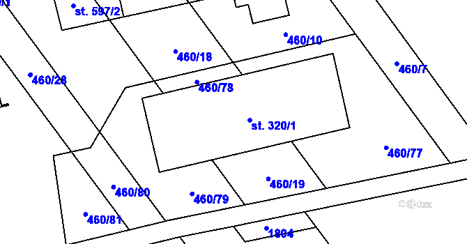 Parcela st. 320/4 v KÚ Kvítkovice u Otrokovic, Katastrální mapa