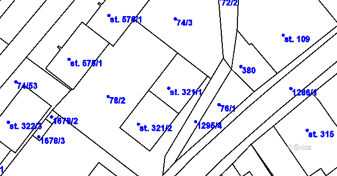 Parcela st. 321/1 v KÚ Kvítkovice u Otrokovic, Katastrální mapa