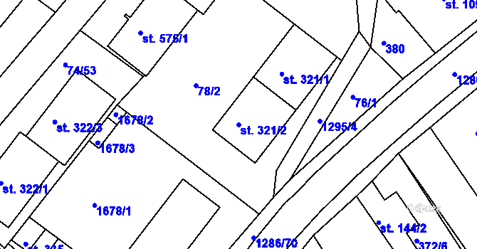 Parcela st. 321/2 v KÚ Kvítkovice u Otrokovic, Katastrální mapa