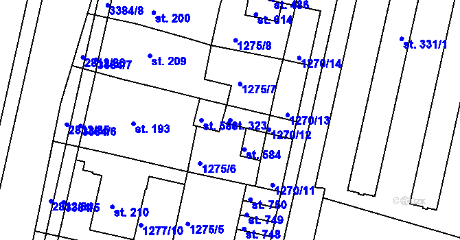 Parcela st. 323 v KÚ Kvítkovice u Otrokovic, Katastrální mapa