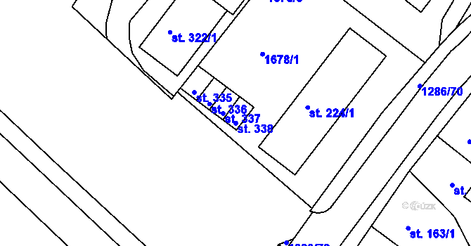 Parcela st. 338 v KÚ Kvítkovice u Otrokovic, Katastrální mapa