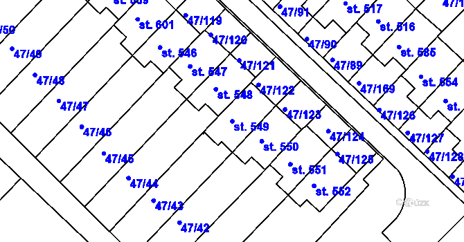 Parcela st. 549 v KÚ Kvítkovice u Otrokovic, Katastrální mapa
