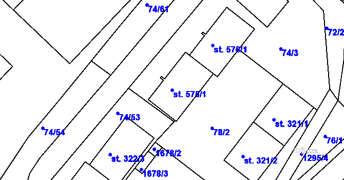 Parcela st. 575/1 v KÚ Kvítkovice u Otrokovic, Katastrální mapa