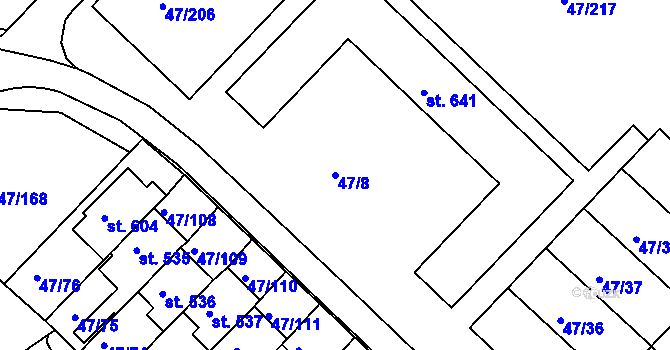 Parcela st. 47/8 v KÚ Kvítkovice u Otrokovic, Katastrální mapa