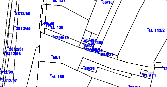 Parcela st. 56/22 v KÚ Kvítkovice u Otrokovic, Katastrální mapa