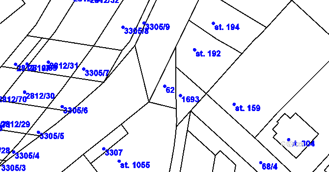 Parcela st. 62 v KÚ Kvítkovice u Otrokovic, Katastrální mapa