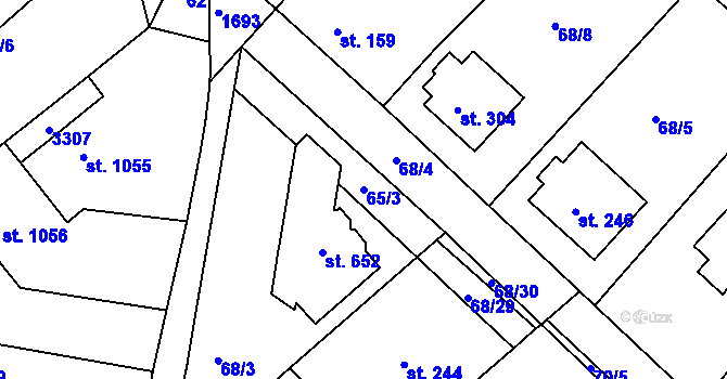 Parcela st. 65/3 v KÚ Kvítkovice u Otrokovic, Katastrální mapa