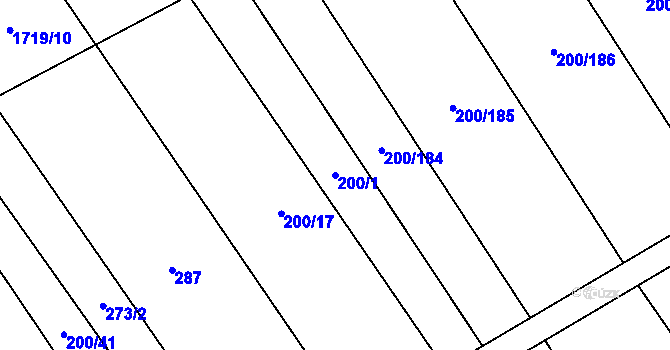 Parcela st. 200/1 v KÚ Kvítkovice u Otrokovic, Katastrální mapa