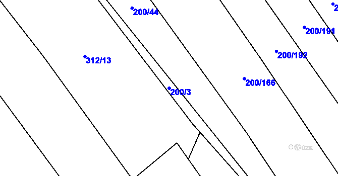 Parcela st. 200/3 v KÚ Kvítkovice u Otrokovic, Katastrální mapa