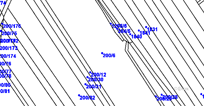 Parcela st. 200/6 v KÚ Kvítkovice u Otrokovic, Katastrální mapa