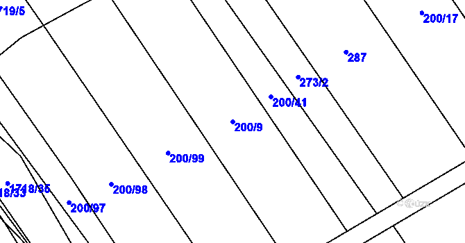 Parcela st. 200/9 v KÚ Kvítkovice u Otrokovic, Katastrální mapa