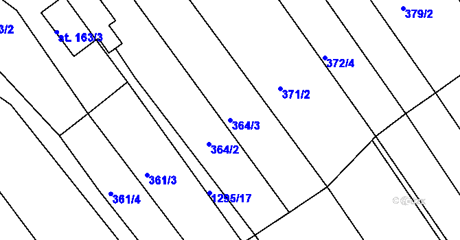 Parcela st. 364/3 v KÚ Kvítkovice u Otrokovic, Katastrální mapa