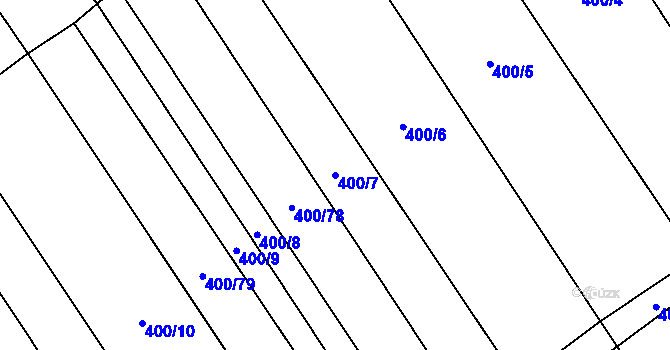 Parcela st. 400/7 v KÚ Kvítkovice u Otrokovic, Katastrální mapa