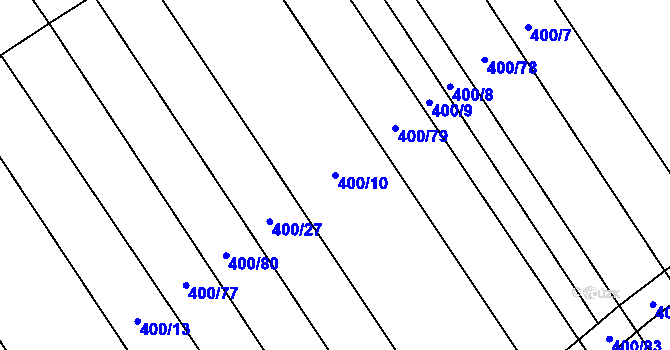 Parcela st. 400/10 v KÚ Kvítkovice u Otrokovic, Katastrální mapa