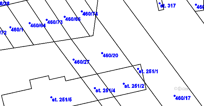 Parcela st. 460/20 v KÚ Kvítkovice u Otrokovic, Katastrální mapa