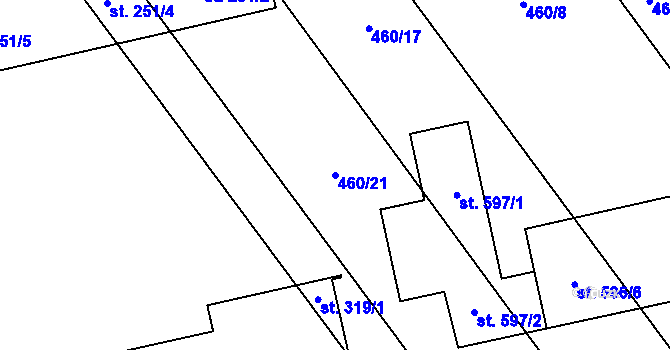 Parcela st. 460/21 v KÚ Kvítkovice u Otrokovic, Katastrální mapa
