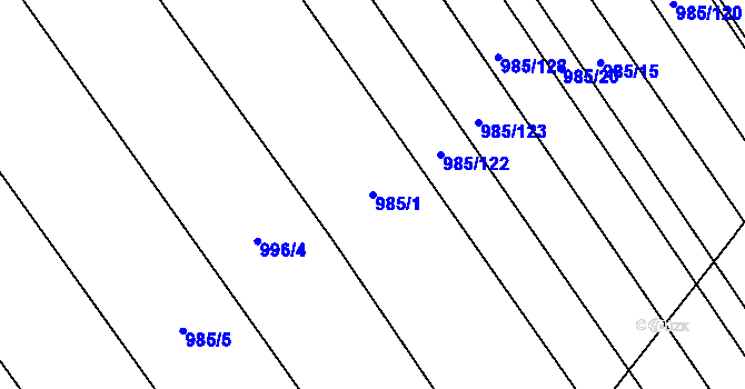 Parcela st. 985/1 v KÚ Kvítkovice u Otrokovic, Katastrální mapa
