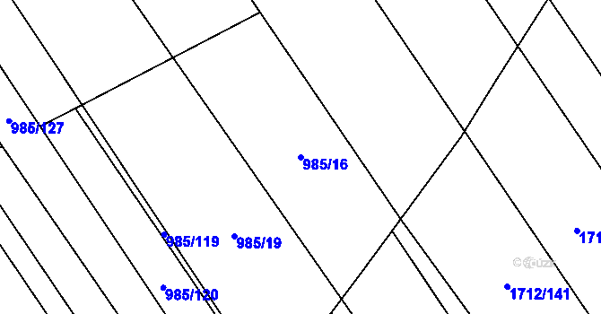 Parcela st. 985/16 v KÚ Kvítkovice u Otrokovic, Katastrální mapa
