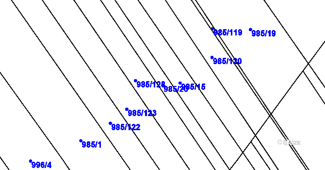 Parcela st. 985/20 v KÚ Kvítkovice u Otrokovic, Katastrální mapa