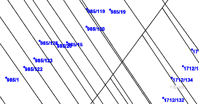 Parcela st. 985/21 v KÚ Kvítkovice u Otrokovic, Katastrální mapa