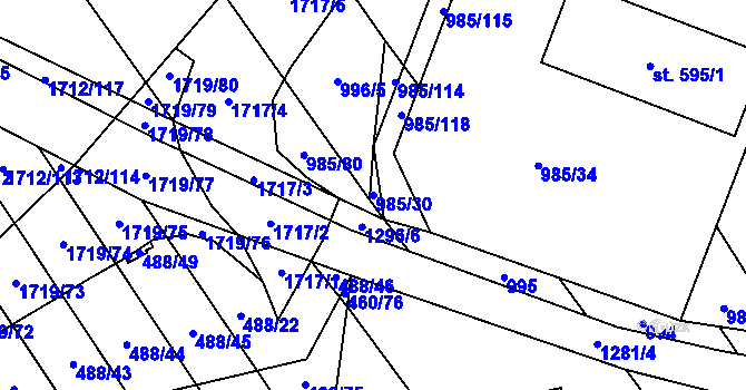 Parcela st. 985/30 v KÚ Kvítkovice u Otrokovic, Katastrální mapa