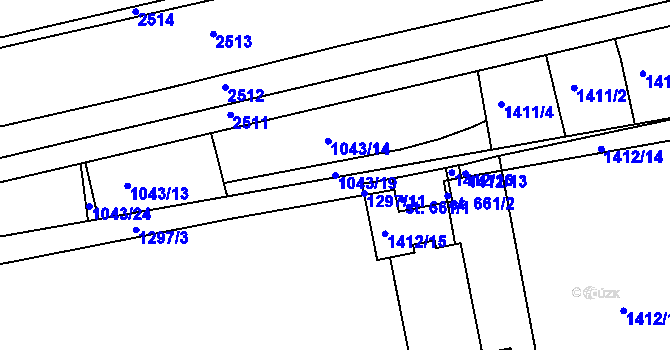 Parcela st. 1043/19 v KÚ Kvítkovice u Otrokovic, Katastrální mapa