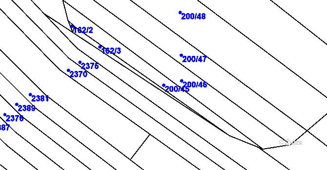 Parcela st. 200/45 v KÚ Kvítkovice u Otrokovic, Katastrální mapa
