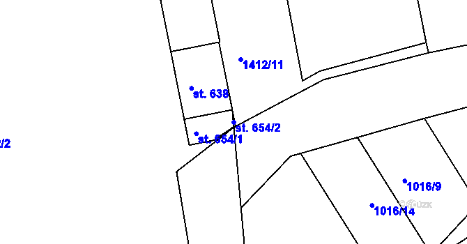 Parcela st. 654/2 v KÚ Kvítkovice u Otrokovic, Katastrální mapa