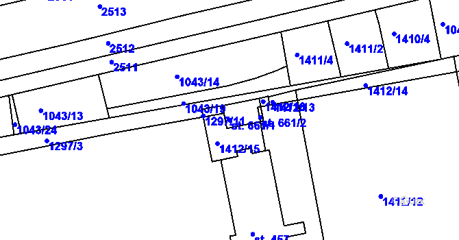 Parcela st. 661/1 v KÚ Kvítkovice u Otrokovic, Katastrální mapa