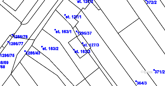 Parcela st. 127/3 v KÚ Kvítkovice u Otrokovic, Katastrální mapa