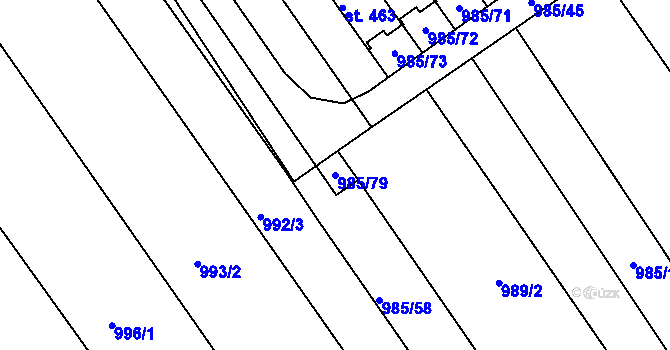 Parcela st. 985/79 v KÚ Kvítkovice u Otrokovic, Katastrální mapa