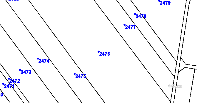 Parcela st. 2476 v KÚ Kvítkovice u Otrokovic, Katastrální mapa