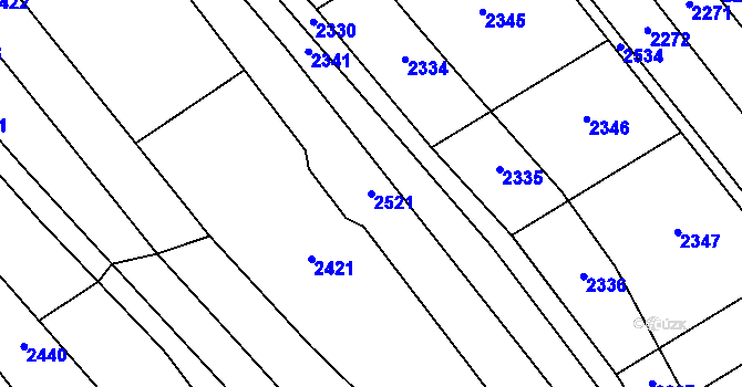 Parcela st. 2521 v KÚ Kvítkovice u Otrokovic, Katastrální mapa