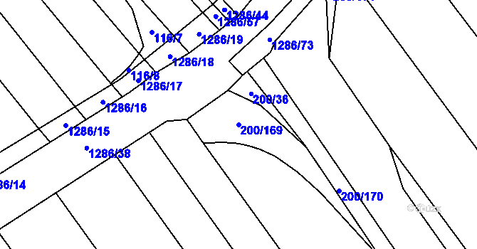 Parcela st. 200/169 v KÚ Kvítkovice u Otrokovic, Katastrální mapa