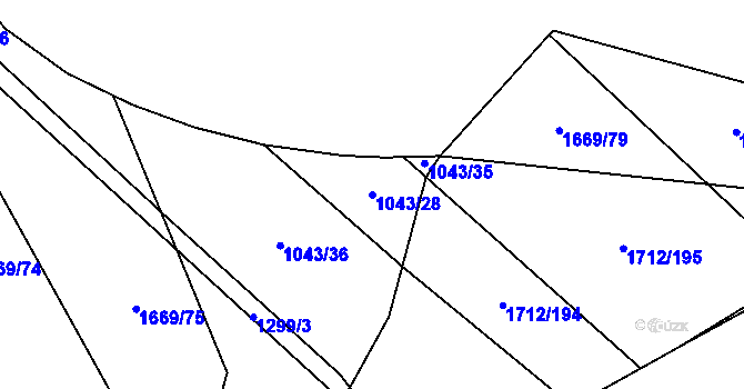 Parcela st. 1043/28 v KÚ Kvítkovice u Otrokovic, Katastrální mapa