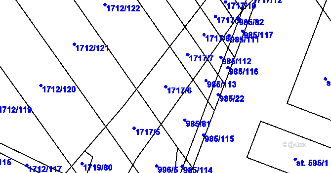 Parcela st. 1717/6 v KÚ Kvítkovice u Otrokovic, Katastrální mapa