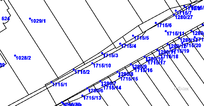 Parcela st. 1715/3 v KÚ Kvítkovice u Otrokovic, Katastrální mapa