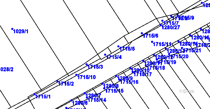 Parcela st. 1715/4 v KÚ Kvítkovice u Otrokovic, Katastrální mapa