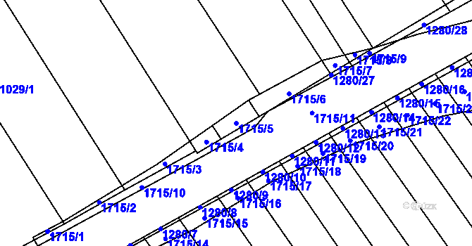 Parcela st. 1715/5 v KÚ Kvítkovice u Otrokovic, Katastrální mapa