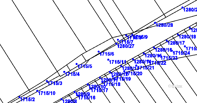 Parcela st. 1715/6 v KÚ Kvítkovice u Otrokovic, Katastrální mapa