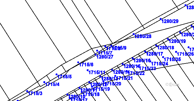 Parcela st. 1715/7 v KÚ Kvítkovice u Otrokovic, Katastrální mapa